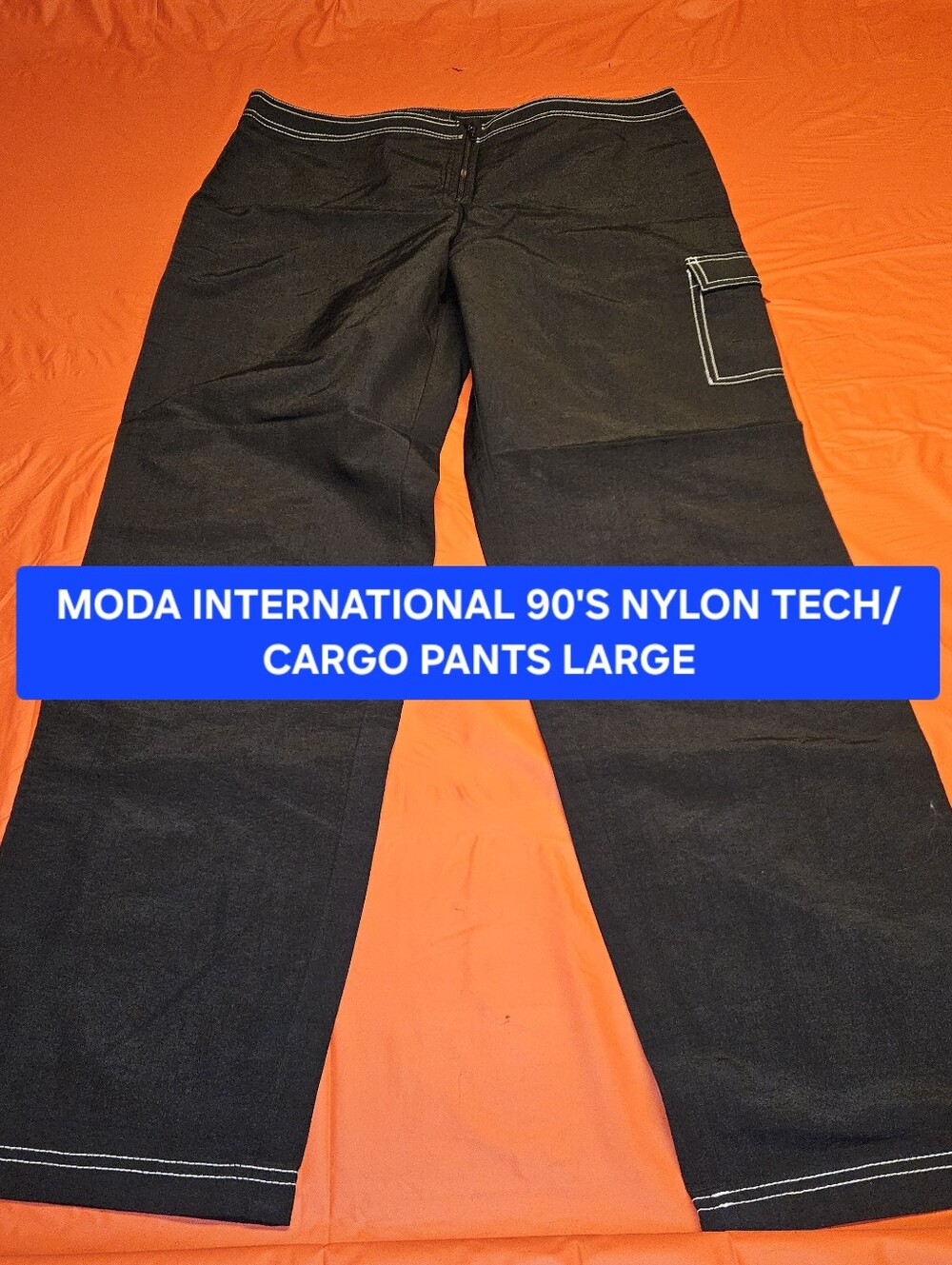 Vintage Moda International V.S. 90's Catalog Black 100% Nylon Cargo Pants E.U.C.